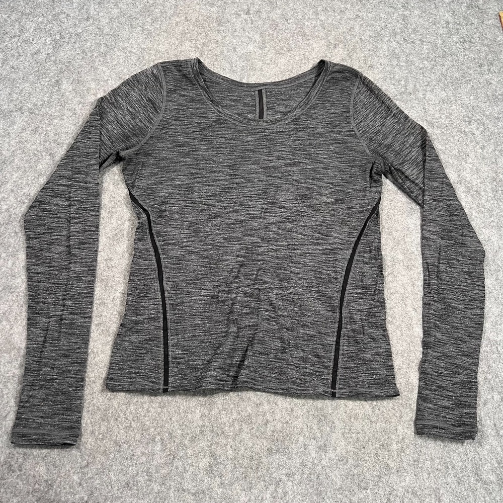 Lululemon‎ Athletica Heathered Black Intensi-Tee Long Sleeve Shirt Women Size 8
